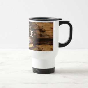Térmica Caneca Branca com design de madeira