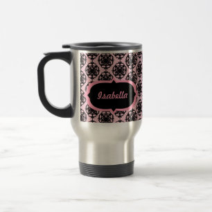 Térmica Caneca cor-de-rosa e preta personalizada do
