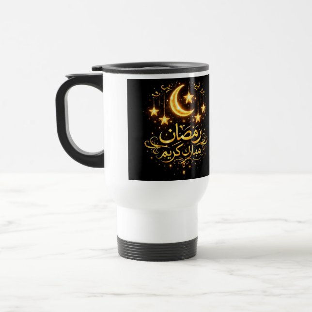 Térmica Caneca Crescente e Estrelas Douradas Ramadan Mubar (Esquerda)