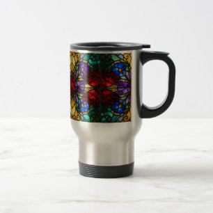 Térmica Caneca de Arte em Vidro Pintado com Tons de Joia F