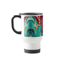 Caneca de Café com Arte Fluida em Ondas Douradas