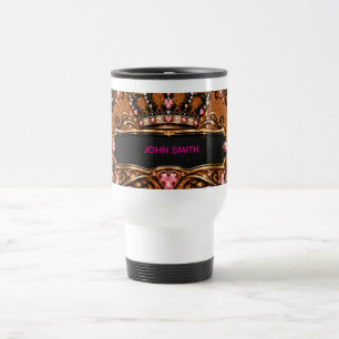 Térmica Caneca de Café Coroa Dourada Rosa Personalizada