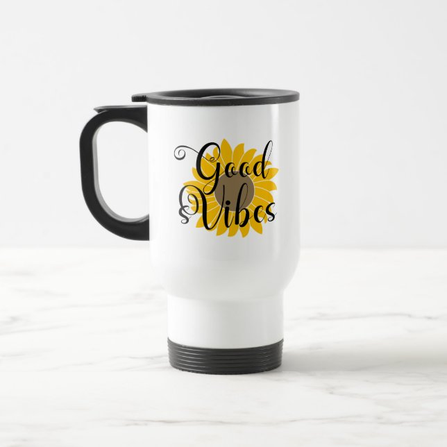 Térmica Caneca de Café Girassol de Boas Vibrações (Esquerda)