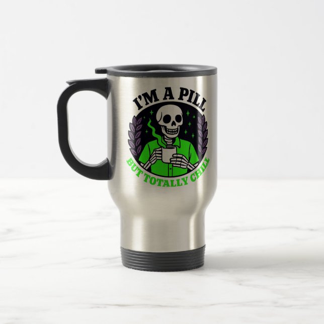 Térmica Caneca de Esqueleto Alegre em Verde Neon (Esquerda)