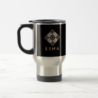 Térmica Caneca de Nome LINA | Padrão Geométrico Moderno Ku