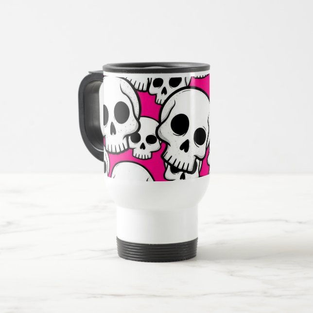 Térmica Caneca de Viagem/Comutação com Estampa de Caveira  (Frente Esquerda)