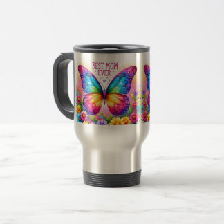 Térmica Caneca Floral Borboleta Melhor Mãe do Mundo