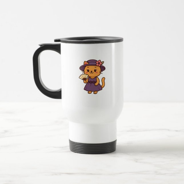 Térmica Caneca Gato Elegante com Leque (Esquerda)