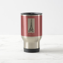 Térmica Caneca Joyeux Noel Natal Francês Torre Eiffel Rosa