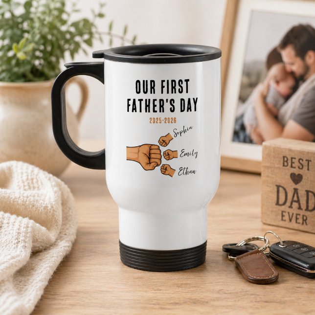 Térmica Caneca Personalizada do Nosso Primeiro Dia dos Pai (Personalized Our First Father’s Day Mug | New Dad)