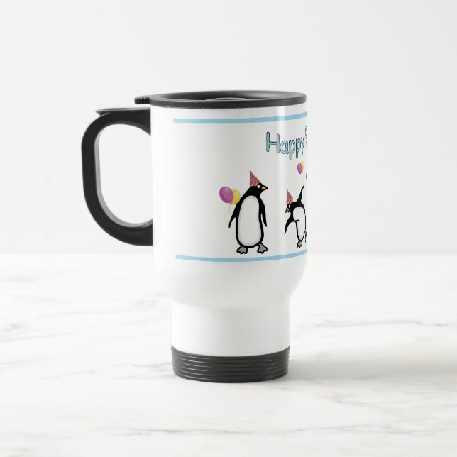 Térmica Caneca Pinguim de Aniversário Feliz (Esquerda)