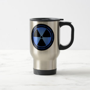 Térmica Caneca preta & azul do símbolo da radiação com