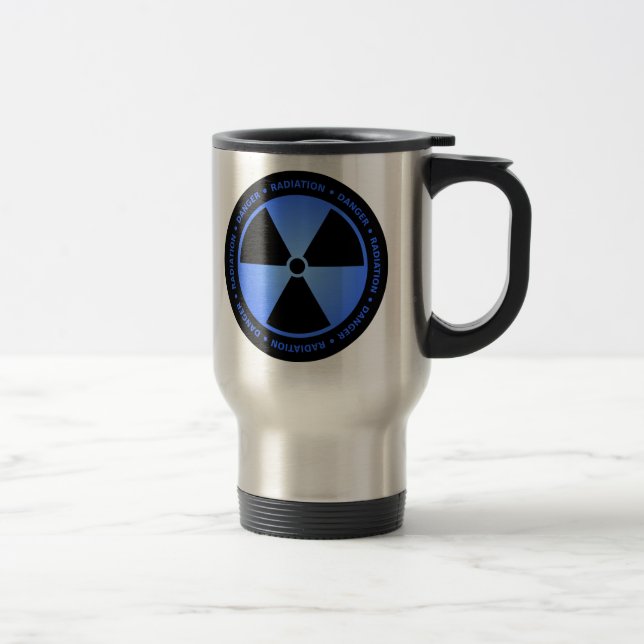 Térmica Caneca preta & azul do símbolo da radiação com (Direita)