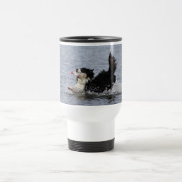 Térmica Cão engraçado na água, caneca customizável