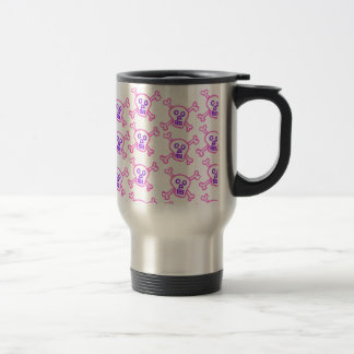 Térmica Crânio cor-de-rosa e violeta e Crossbones - caneca