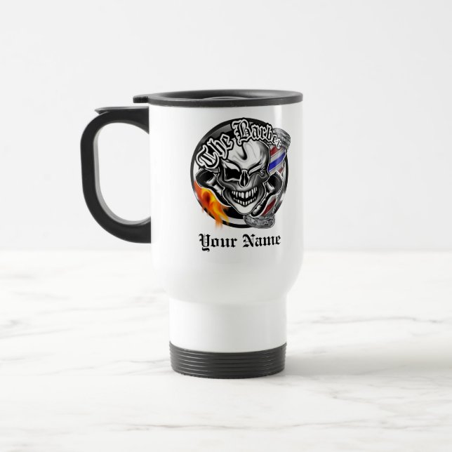 Térmica Crânio personalizado do barbeiro com a caneca (Esquerda)