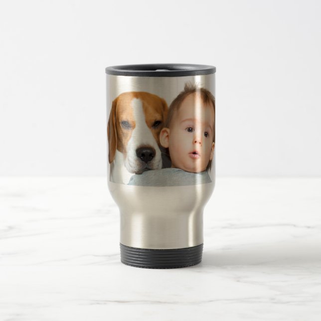 Térmica Crie seu próprio bebê e caneca de foto de animal d (Centro)
