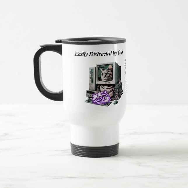 Térmica Distraído facilmente por gatos - caneca de gato en (Esquerda)