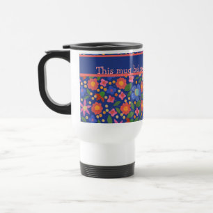 Térmica Estilo bonito da arte popular floral na caneca de
