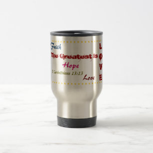 Térmica Fé bonita da caneca de viagem, esperança, verso 