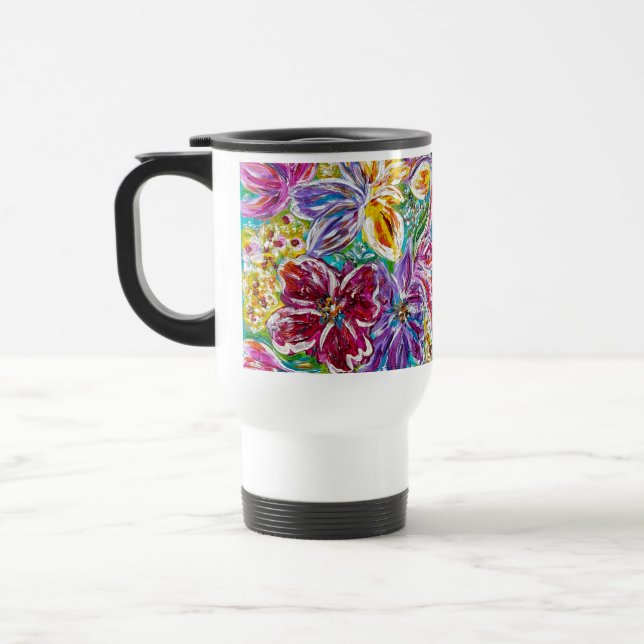 Térmica Floral, isolada a quente e a frio, caneca de viage (Esquerda)