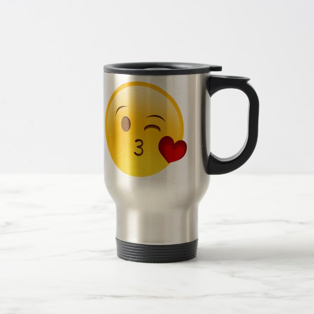 Térmica Funda uma caneca do emoji do beijo (Direita)
