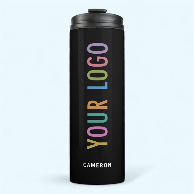 Térmica Garrafa de Bebida Preta 355 ml Logo Personalizado  (MISOOK Black Thermal Tumbler with Logo and Name)