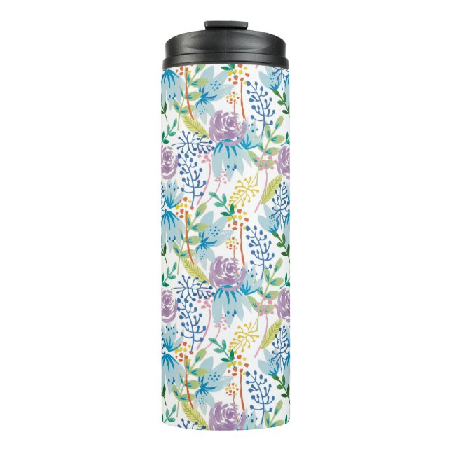 Térmica Garrafa rosa de jardim azul (Frente)