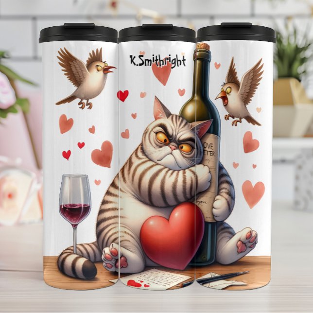 Térmica Gato Grumpy com Garrafa de Vinho (Criador carregado)