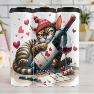 Térmica Gato Grumpy com Garrafa de Vinho