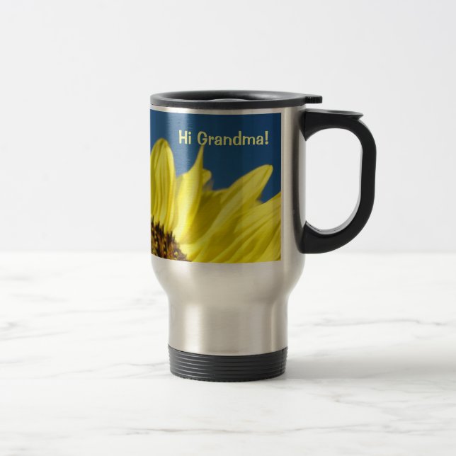 Térmica Olá Vovó! Caneca de café presentes Amarelo Girasso (Direita)