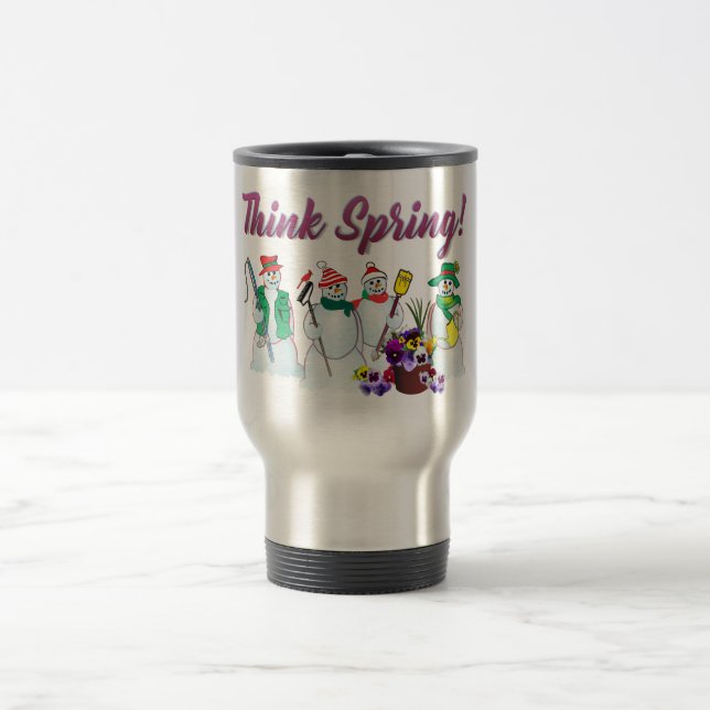 Térmica Pense bonecos de neve do primavera com caneca de (Centro)