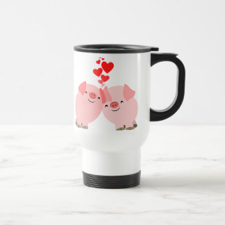 Térmica Porcos bonitos dos desenhos animados na caneca da