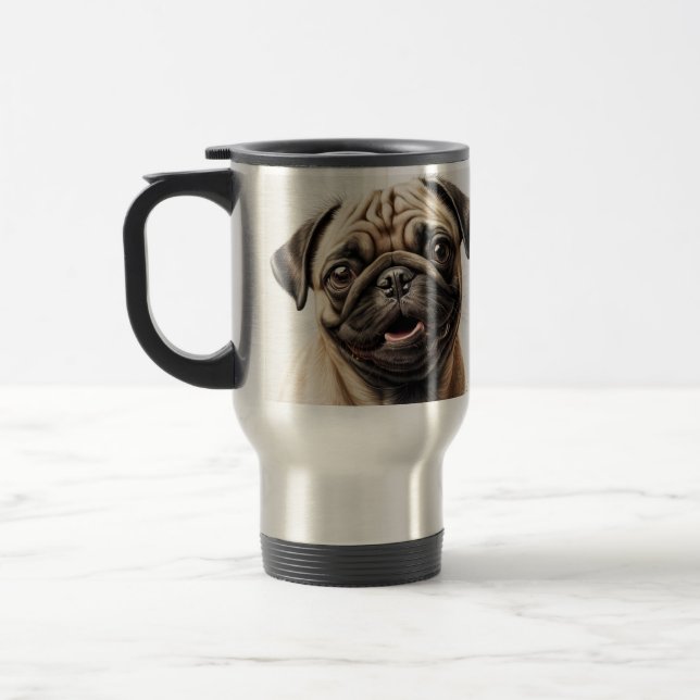 Térmica Pug cão amante caneca mãozinha (Esquerda)