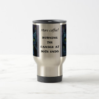 Térmica queimando a caneca de café da vela