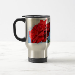 Térmica Rosa Don Juan com uma caneca azul