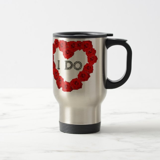 Térmica Rosas vermelhas Coração Eu Faço Bling Caneca de vi (Direita)