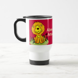 Térmica "Seu nome, crianças, viagem vermelho-leão / caneca