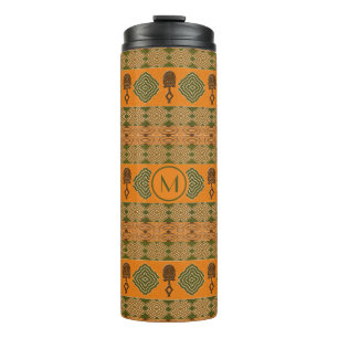 Térmica Símbolos étnicos africanos de Adinkra. Garrafa Tér