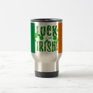 Térmica Sorte o a caneca branca alaranjada verde irlandesa