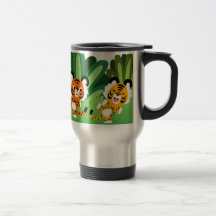 Tigres De Cartoon Gelados Dançando Em Caneca De Vi
