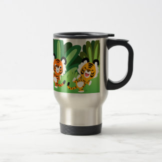Térmica Tigres De Cartoon Gelados Dançando Em Caneca De Vi