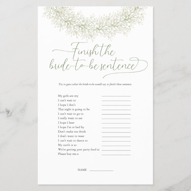 Terminar O Folheto Do Jogo De Chá de panela De Fra (Frente)