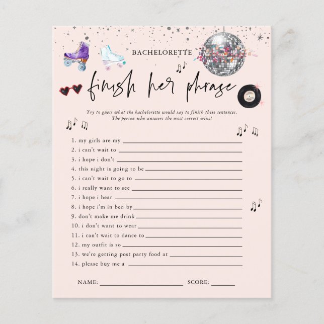 Terminar O Jogo Da Bachelorette De Patinação Do Ro (Frente)