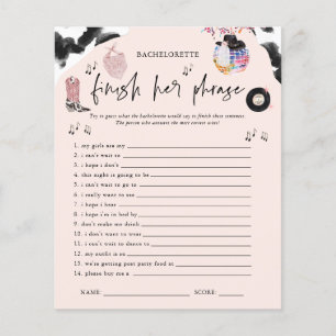 Termine A Frase Disco Cowgirl Bachelorette Game