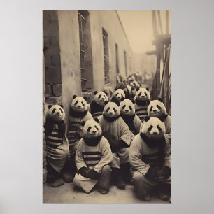 Terno Listrado Vintage com Impressão de Panda Engr