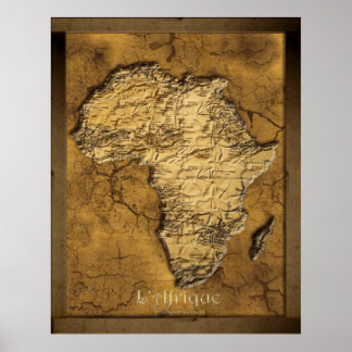 Terra 2D África Mapa Poster de Arte
