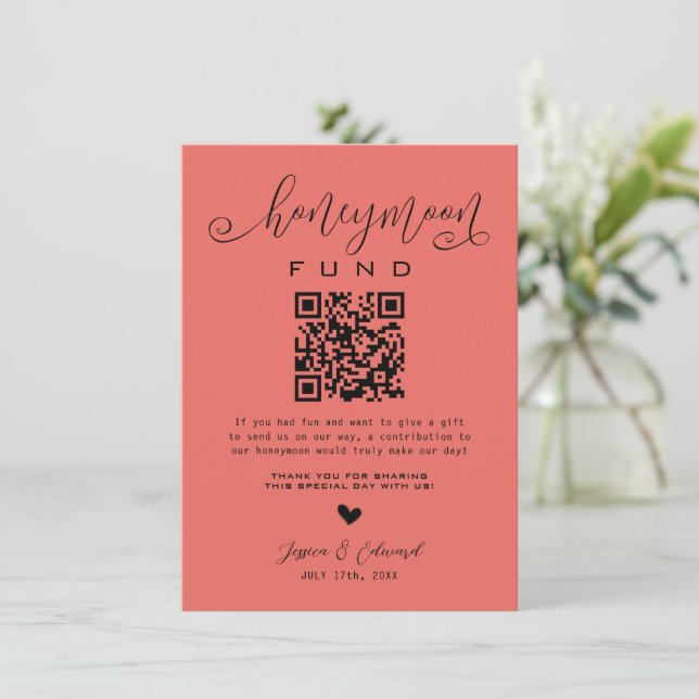 Terra Cotta Honeymoon Fundo Qr Código Mínimo Moder (Em pé/Frente)
