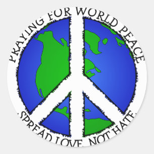 Terra da paz de mundo e etiqueta do sinal de paz