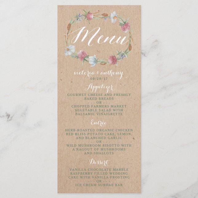 Terra De Flor Selvagem No Menu De Casamento De Kra (Frente)